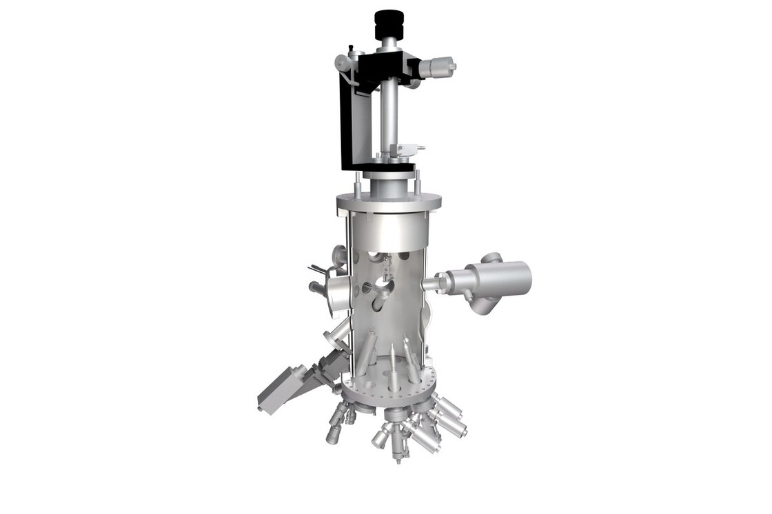 Lab 10 MBE System Chamber  | © Scienta Omicron  3D Illustration of the Lab10 MBE Chamber  | © Scienta Omicron